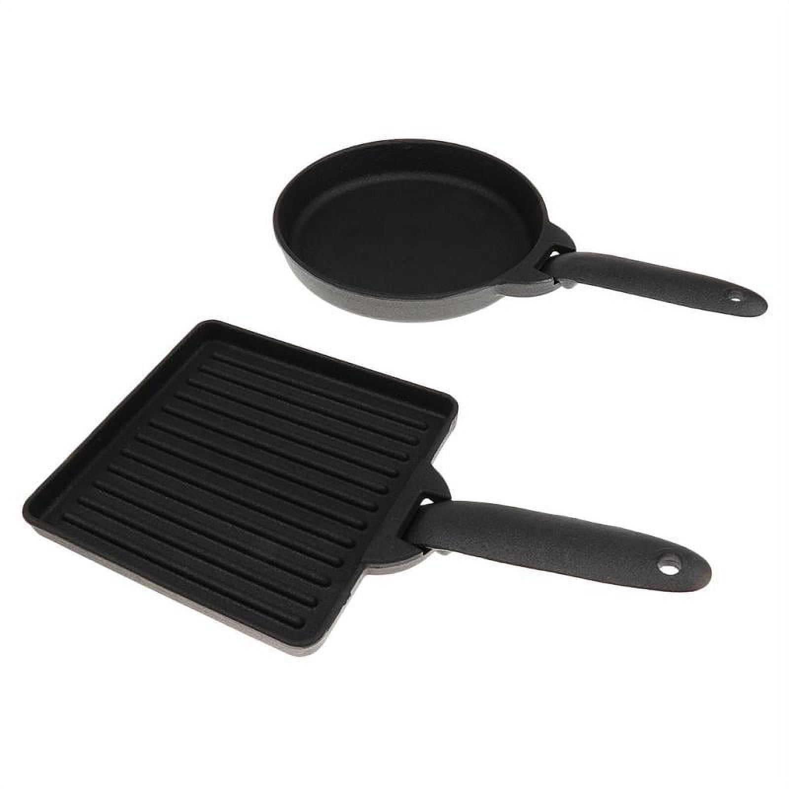 2pcs Small Portable Cast Iron Camping Steak Frying Pan Detachable Skillets  + Carry Case Outdoor Barbecue Grill