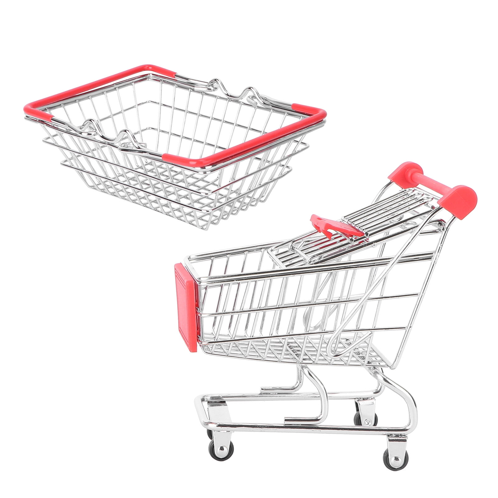 2pcs Small Shopping Cart Shopping Day Grocery Cart Supermarket Handcart