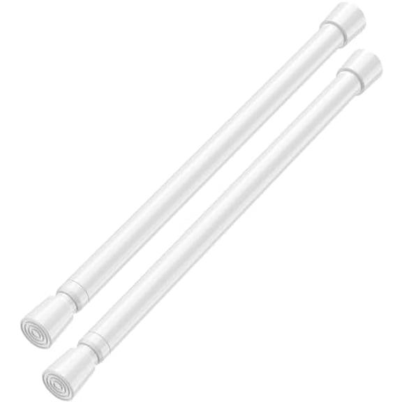 2pcs Small Tension Rod 12 to 20 Inch Adjustable Tension Curtain Rod Mini Closet Rod Spring Rod No Drilling Short Tension Rods for Windows, Cupboard, Kitchen Cabinets(Suitable 12-17inch)