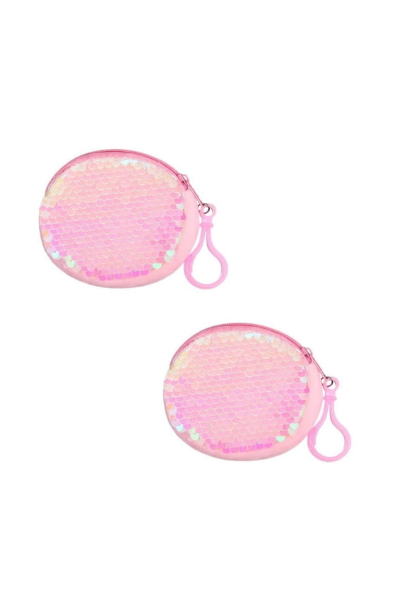 2pcs Small Wallet Woman Cloth Clutch Large Capacity Purse Sequin Round Wallet
