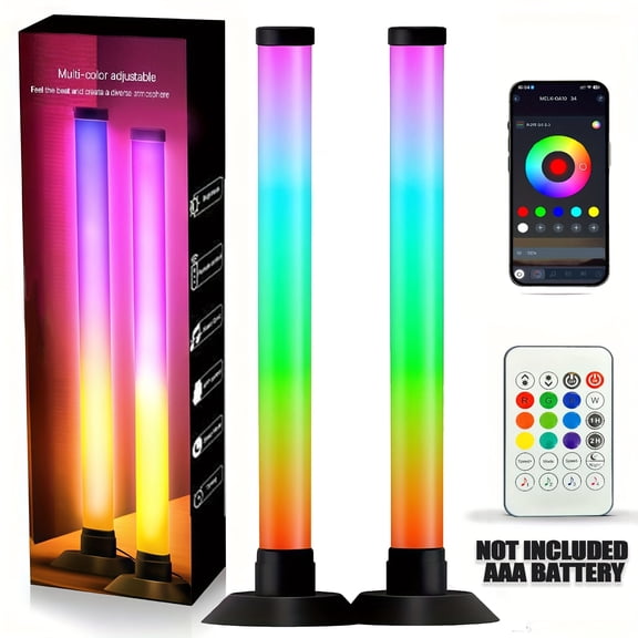 2pcs Smart RGB+IC LED Light Bar with 16 Million Colors, Sync Gaming & TV Backlight Compatible for PC, USB- RGB Lights with Control, Dynamic Music Modes & Low Voltage Operation (<36) for System