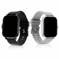 thumbnail image 1 of 2pcs Smart Watch, Fitness Tracker with Message Alerts, Multiple Interface Styles, Touch Screen, Rechargeable Wrist Watch for Daily Use (Silver+Black), 1 of 5