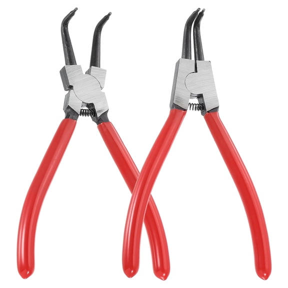2pcs Snap Ring Plier Kit 7" Internal & External Circlip Pliers with 0.08" Bent Jaw Tip for Ring Remove Retaining Pliers, Red