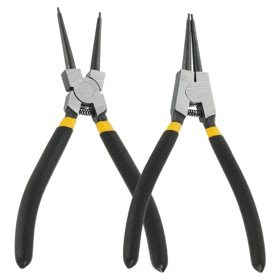 2pcs Snap Ring Plier Kit 7" Internal & External Circlip Pliers with 0.08" Straight Jaw Tip for Ring Remove Retaining Pliers, Black