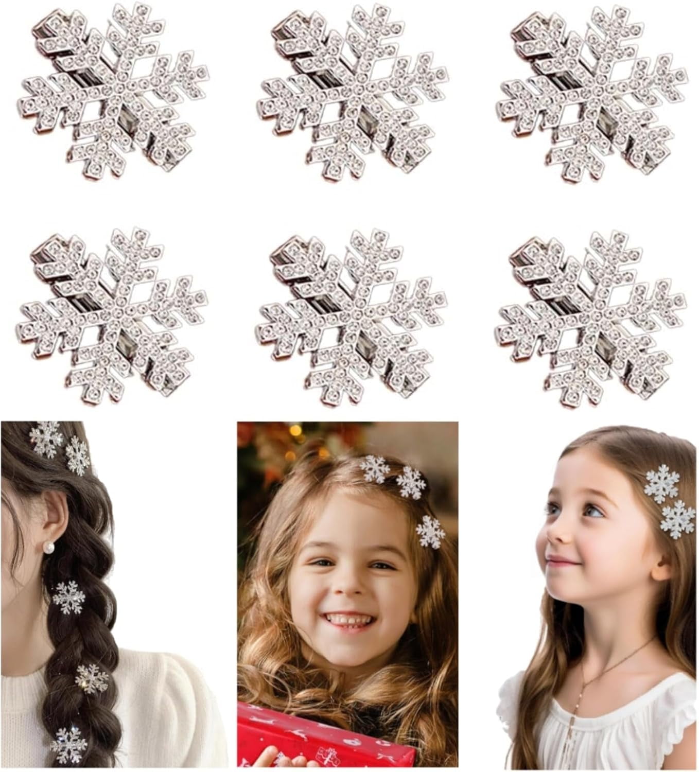 2pcs Snowflake Rhinestone Hair Clips NEW Sparkly Rhinestone Snowflake Hair Clip | Michaels main image 4