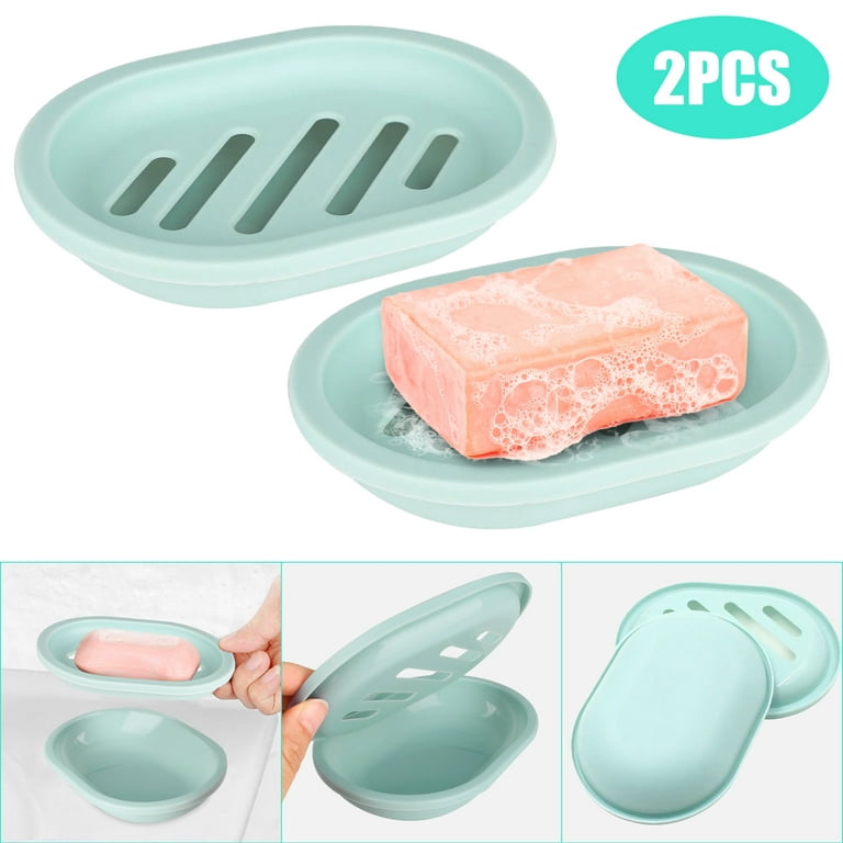 Soap Dish Holder Leaf Shape -Self Draining Soap Dish for Bar Soap,  Decorative Plastic Soap Saver, Soap Dish with Suction Cup for Shower  Bathroom