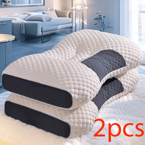 2pcs Soft Knitted Massage Pillow for Sleep Apnea - Adjustable Ergonomic Orthopedic Contour Support, High Quality Pillow Core, Removable Cover for Sleeping Comfort