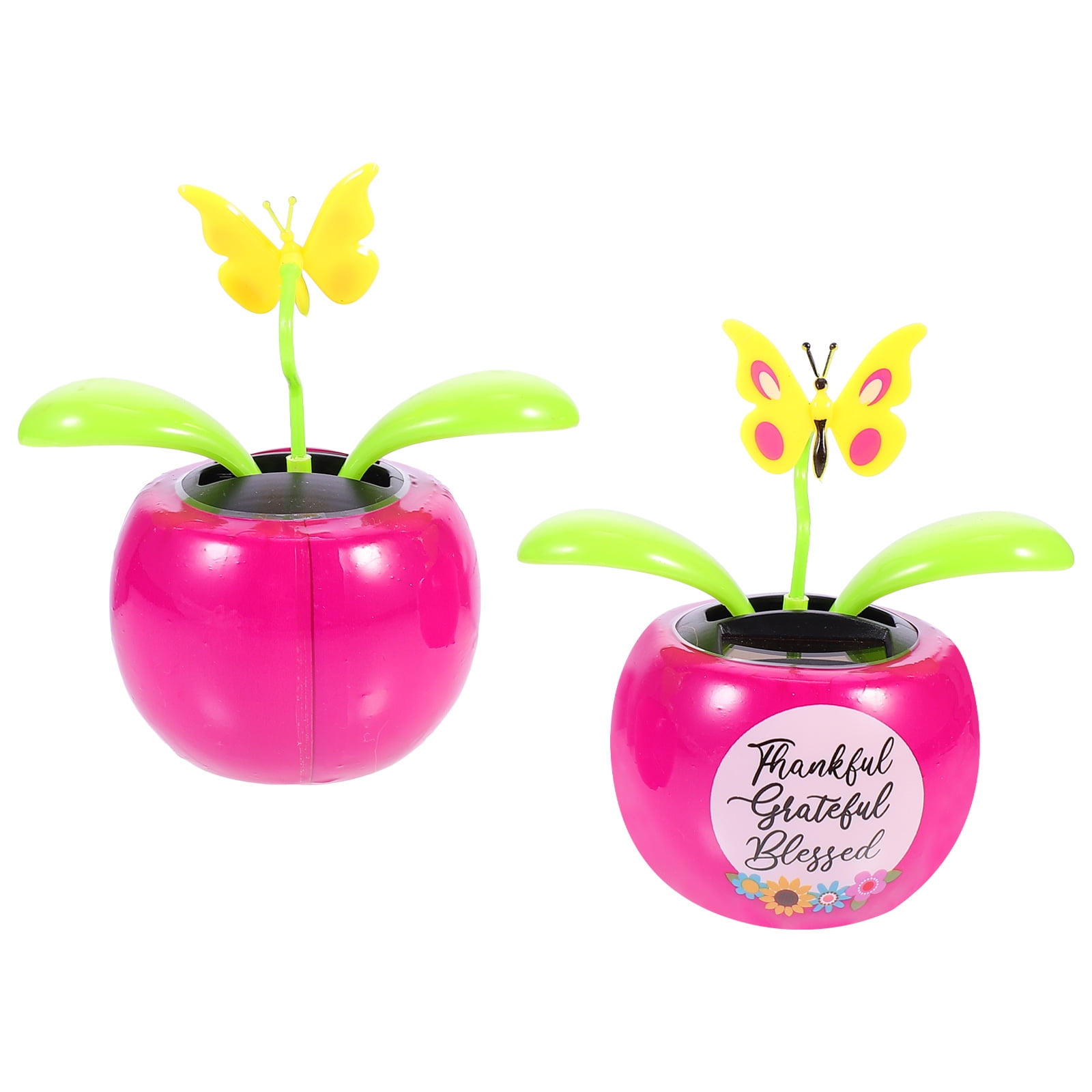 2pcs Solar Dashboard Dancing Bobblehead Butterflies Figurine Car Dash Shaking Action Figure Auto