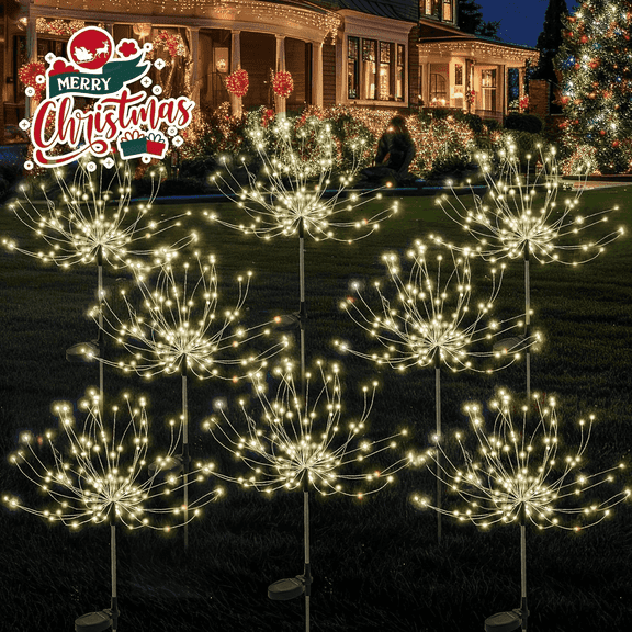 2pcs Solar Firework Lights, Multi-Color 60-720 LED Landscape Lights | 8 Lighting Modes, Outdoor Decoration for Halloween, Weddings, and Christmas