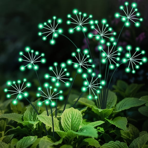 2pcs Solar Outdoor Garden Lights - Firework Stake Lights with Flower Core Design for Yard, Pathway, and Lawn - IP65 Waterproof Solar Lights for Holiday Decoration
