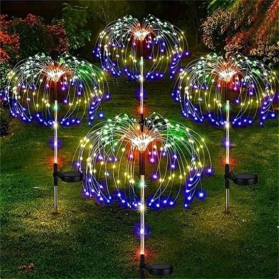 2pcs Solar-Powered 60 Led Firework Lights - Perfect For Outdoor Garden, Balcony, And Camping Parties | Mardi Gras Festive Decor Solar Outdoor Lights Outdoor Solar Lights
