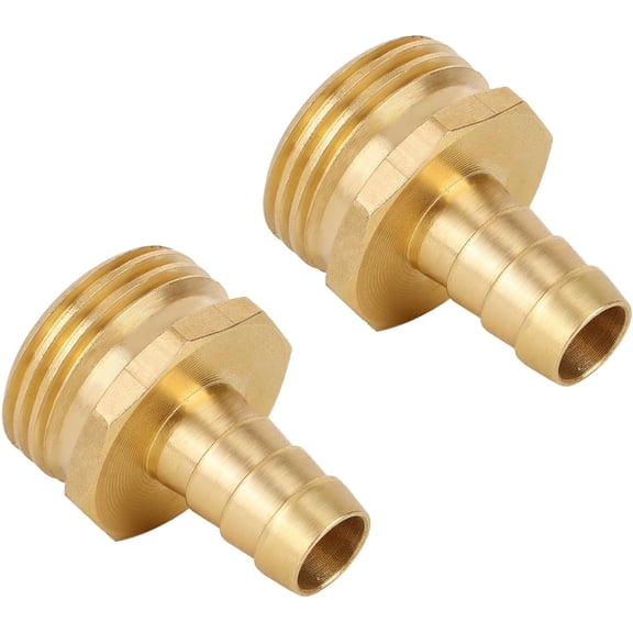 2pcs Solid Brass 1/2" PEX Barb to 3/4" GHT Male Garden Hose Connector, Heavy Duty Leak-Proof Fitting for Repair & Splicing
