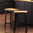 thumbnail image 1 of 2pcs Solid Wood Bar Chairs, 25.6" Tall With Footrest, Black For Wine Cellar Of 2 Stools Home, 1 of 4