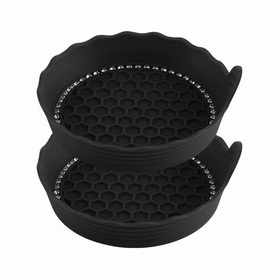 2pcs Sparkling Crystal Rhinestone Car Cup Coasters - Non-Slip, Easy-Clean Drink Holders for Stylish Vehicle Interiors