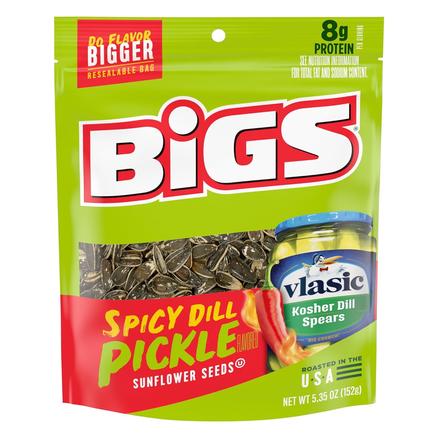 2pcs Spicy Dill Pickle Flavored Sunflower Seeds, 5.35 oz. Bag
