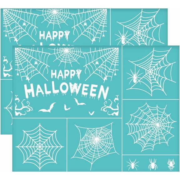 2pcs Spider Web Screen Printing Stencils 11x8.6 Inch Self-Adhesive Silk Screen Printing Stencil Reusable Mesh Stencils Transfer