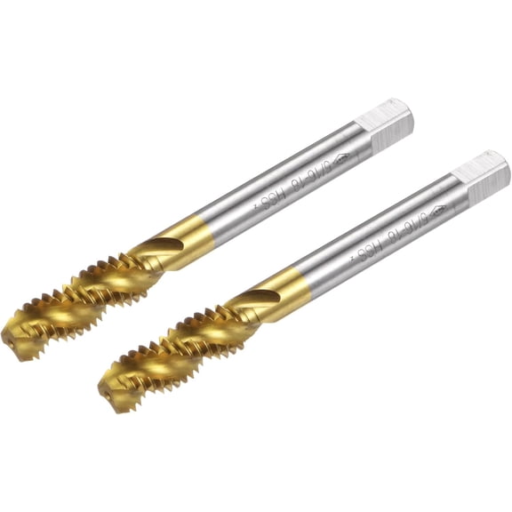 2pcs Spiral Flute Thread Taps, 5/16-18 UNC H2 Screw Threading Tap, Titanium Coated 6542 High Speed Steel Machine Tapping Tools for Machinist Repair