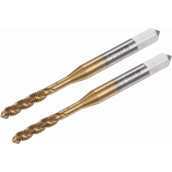 2pcs Spiral Flute Thread Taps, Metric M3 x 0.5 H2 Screw Threading Tap, Titanium Coated M2 High Speed Steel Machine Tapping Tools for Machinist Repair