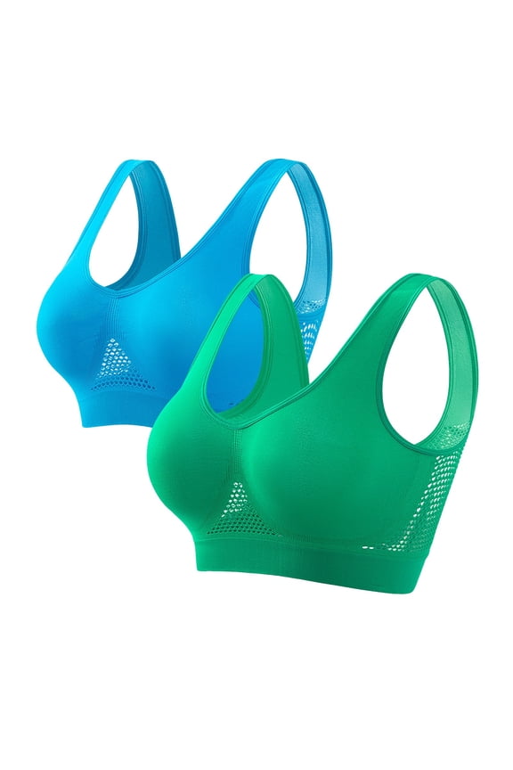 2pcs Sports Bras Breathable Anti-Sagging Breasts Bra, Push up Bra for Women, Wireless Comfort Sports Bra with Removable Pads