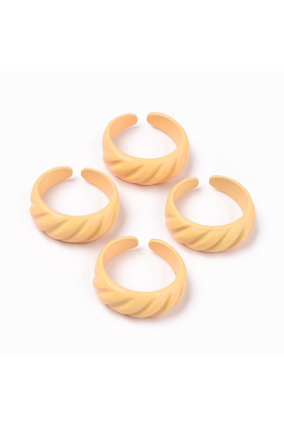 2pcs Spray Painted Alloy Cuff Rings Open Rings Cadmium Free & Lead Free Orange Size 7 1/4(17.5mm)