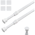 thumbnail image 1 of 2pcs Spring Tension Curtain Rods, STONCEL Cupboard Bars Extendable 15.7-28 inch with 4 Rod Holders, Adjustable Small Curtain Rod for Bathroom Wardrobe Bookshelf DIY Projects (White), 1 of 7