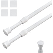 2pcs Spring Tension Curtain Rods, STONCEL Cupboard Bars Extendable 15.7-28 inch with 4 Rod Holders, Adjustable Small Curtain Rod for Bathroom Wardrobe Bookshelf