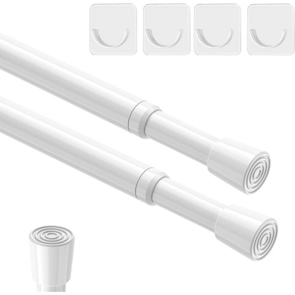 2pcs Spring Tension Rods Adjustable 26 to 39 inch Small Tension No Drilling Expandable Spring Loaded ,Suitable for Doors and Windows 28 to 36 inch, White