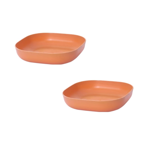 2pcs Square Dinner Plates - Oven-Safe Modern Tableware for Daily Use, Microwave/Freezer Friendly Serving Dishes (Minimalist Stoneware) Orange