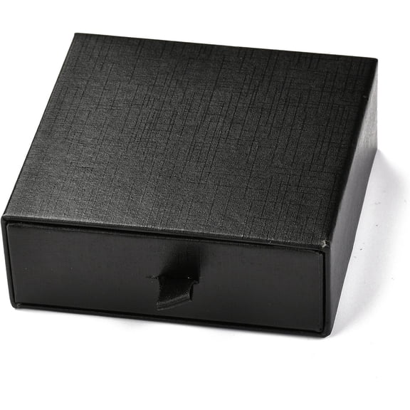 2pcs Square Paper Withdrawal box with Black Sponge & Polyester Rope Black 9.3x9.4x3.4cm