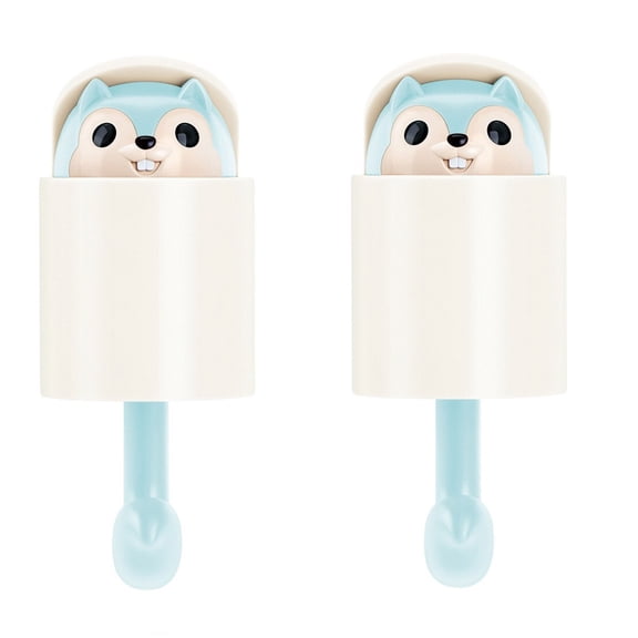 2pcs Squirrel Wall Hook Adhesive Home Cartoon Cute Hanger Key Umbrella Towel Cap Coat Kitchen Hanger Clothes Rack Tool Hanger