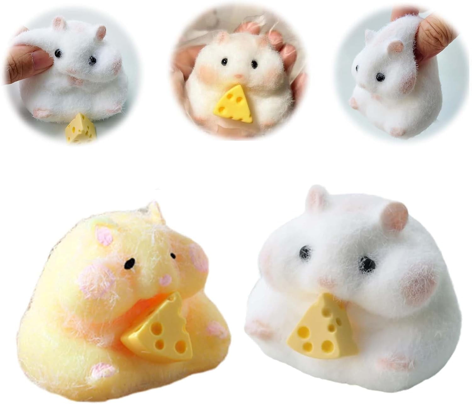 Image showcasing 2pcs Squishy Hamster Squeeze Toys,3inch Big Cute Soft Hamster Squishy ...