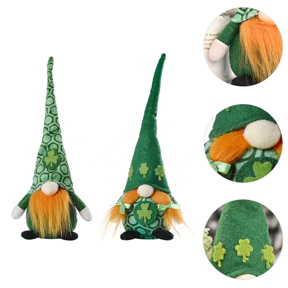 2pcs St. Patrick's Day Bear Doll Ornament Gnome Doll Decoration for Home