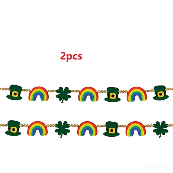 2pcs St. Patrick's Day Gold Bead Shamrock Decor - Green & Gold Theme Irish Festival Decor, Festive Party Tabletop Ornament, Charming Home Holiday Accent Character Count