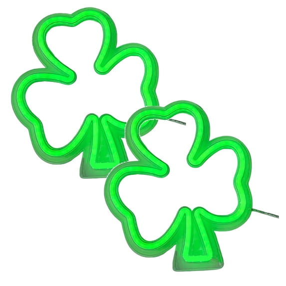 2pcs St Patricks Day Decoration Lights, LED Window Lights USB Green IrishShamrock Neon Tube Signs for Window Wall Bedroom Indoor Outdoor in St Patricks Day Birthday