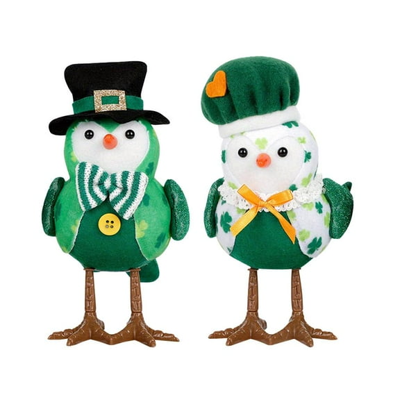 2pcs St. Patricks Day Featherly Birds, Patriotic Bird Figurine, Cute Tabletop Decoration Birds, Farmhouse Bird Figurines, Independence Day Bird Home & Table Decor
