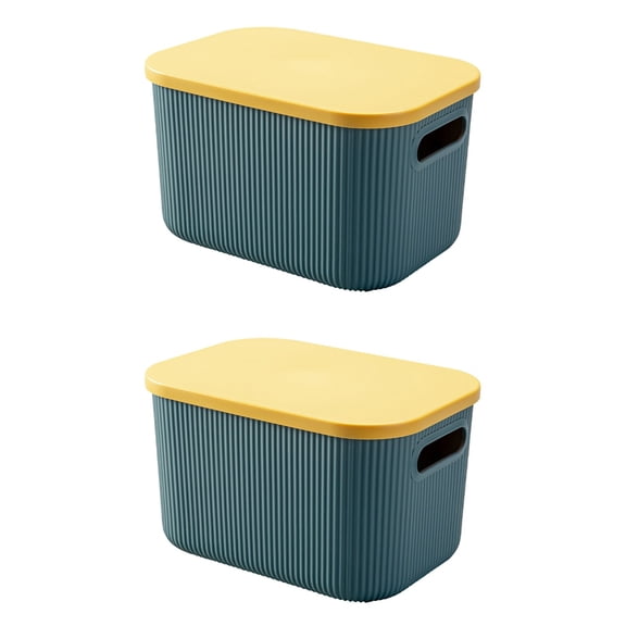 2pcs Stackable Kitchen Pantry Cabinet or Refrigerator Storage Container Bin Sundry Container Household Organizing Box with Lid Storage Holder for Home Blue