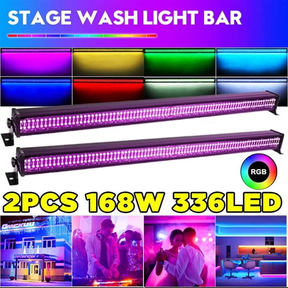 336LED RGB Wall Wash Light Strobe Effect Stage Lighting DMX DJ for Disco Party Bar,2pcs