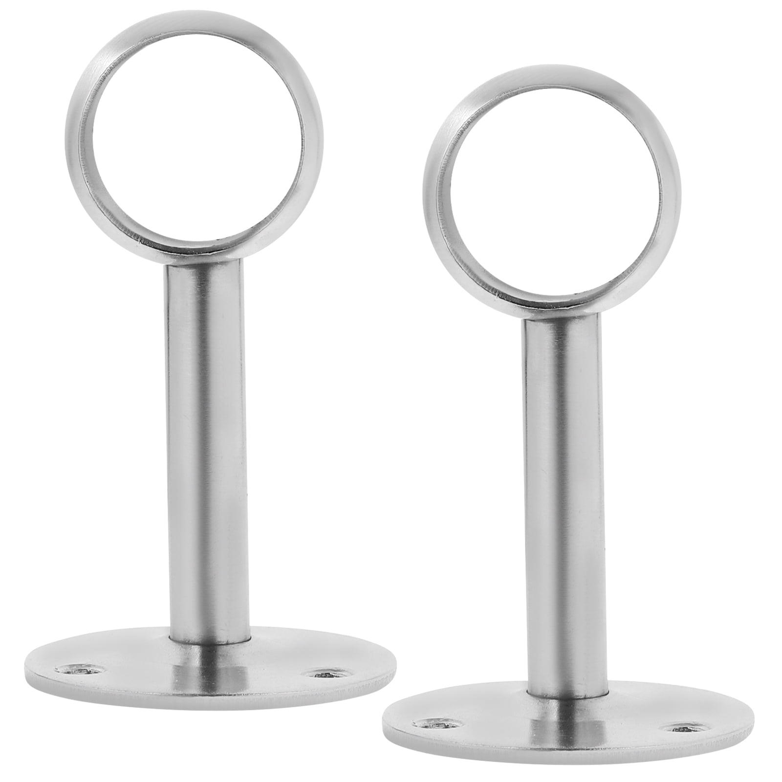 2pcs Stainless Shower Curtain Pipe Wardrobe Pole Holder Lever Flange