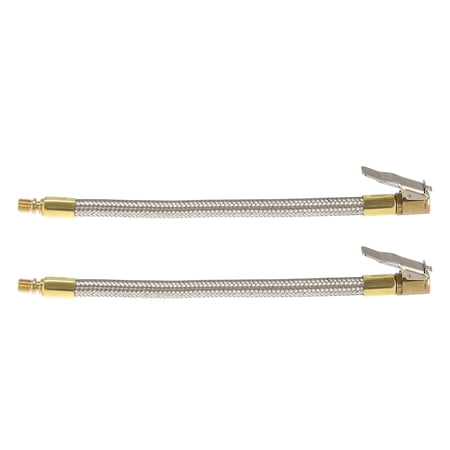2pcs Stainless Steel 20cm Air Chuck Inflator Compressor Pump Extension Hose for Car Motorbike Quick Connect