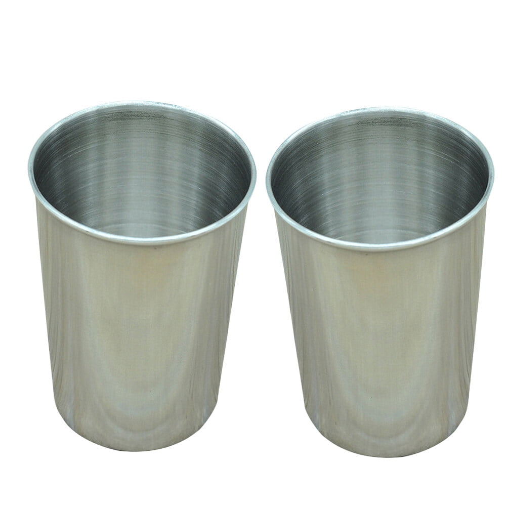 2pcs Stainless Steel Bathroom Toothbrush Tumbler Cup Home Water Cup Beverages Beer Cup (Silver 180ml)