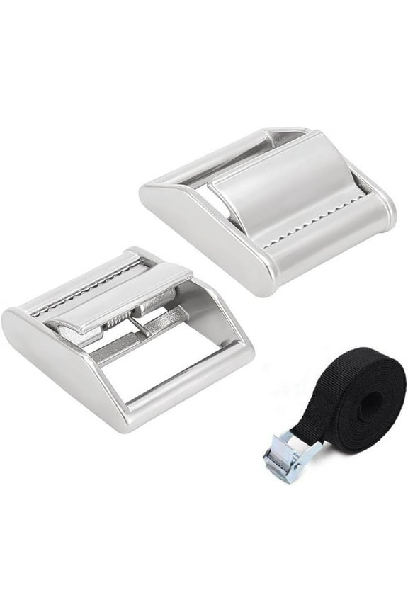 2pcs Stainless Steel Cam Lock Lever Buckles for Belt Adjustable Side Release Buckle Adjustable Metal Buckle Fasteners for Webbing DIY Handmade Metal Craft Accessories Project Stainless Steel Color