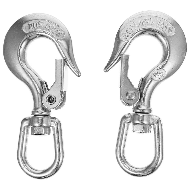 2pcs Stainless Steel Cargo Hook Anti-slip Lifting Hook Engineering Supply  Silver 