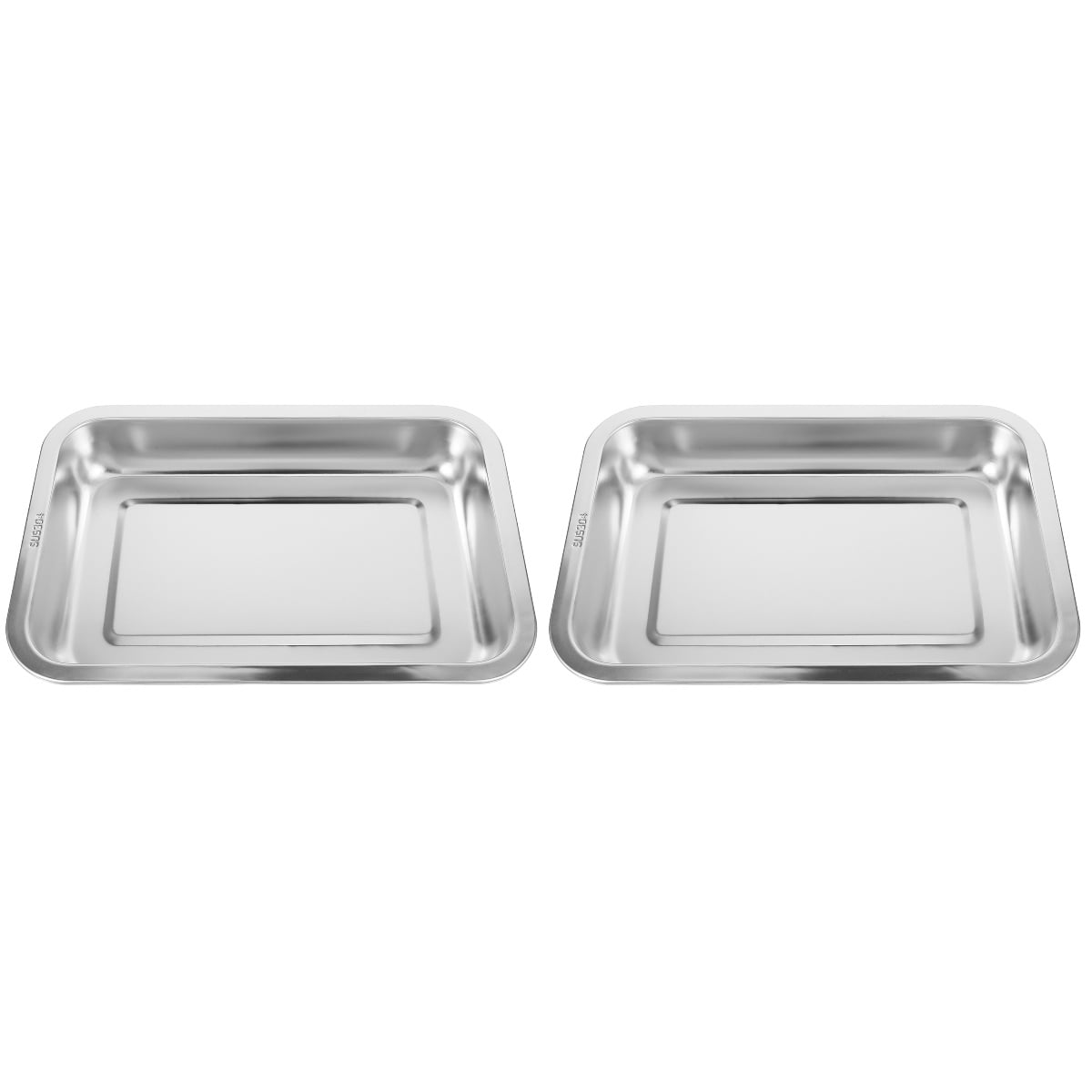 2pcs Stainless Steel Cat Litter Box Large Metal Litter Tray Household Metal Litter Pan
