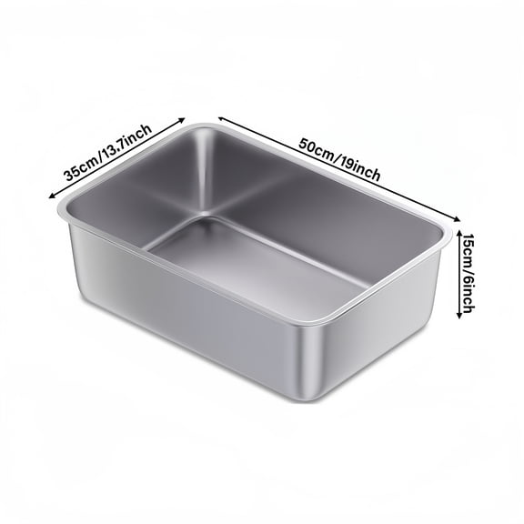 2pcs Stainless Steel Cat Litter Box for Large/Medium/Small Cats and Rabbits, Easy to Clean, Non-Stick, Odorless, Suitable for Adult Cats