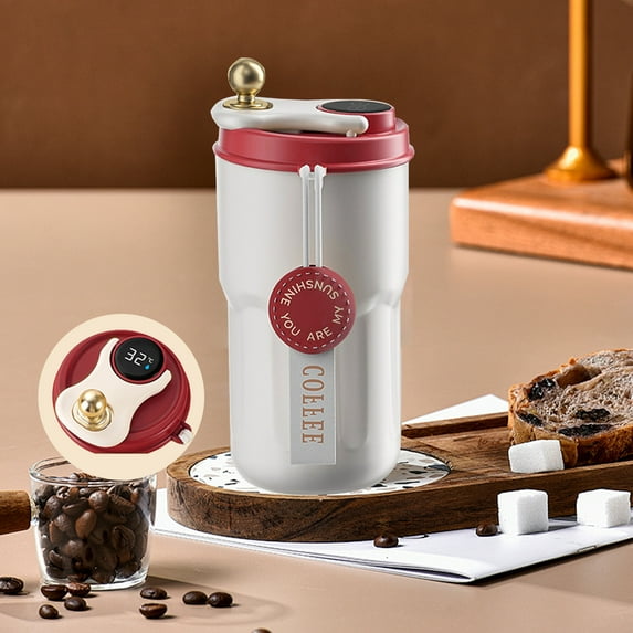 2pcs Stainless Steel Coffee Mug,Vacuum Insulated Tumbler with temperature display,Coffee Thermos Outdoor,Mug with Leak-Proof Lid,Portable Cups for Keep Hot/Ice,Mother's day gift 18.5x8.3x8.3cm