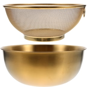 2pcs Stainless Steel Colander Basket Strainer Colander Basket Washing Vegetables Basket Metal Basin