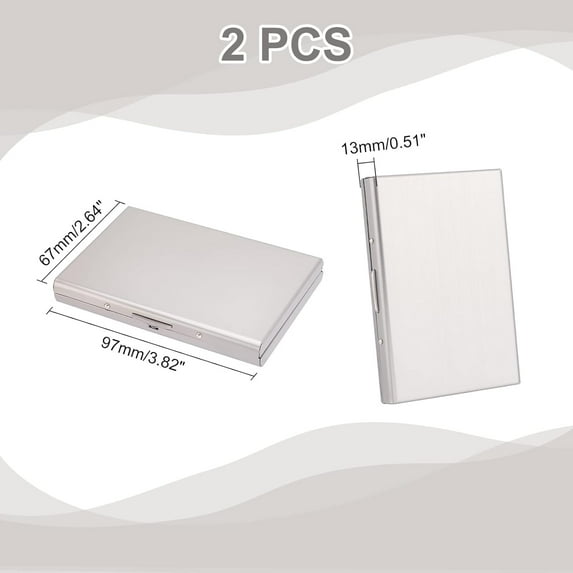 2pcs Stainless Steel Credit Card Case Holder 97mm Rectangle Portable Modern Metal Wallet with 6 PVC Card Slots Business Card Holder RFID Card Holder