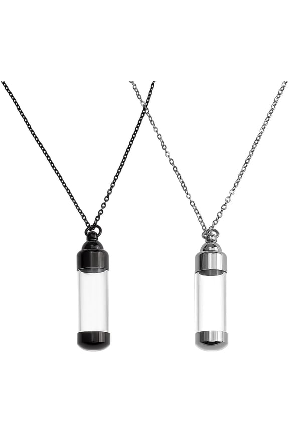 2pcs Stainless Steel Cremation Urn Pendants Vial Necklaces Empty Bottle Pendant Necklace Acrylic Vial Pendant
