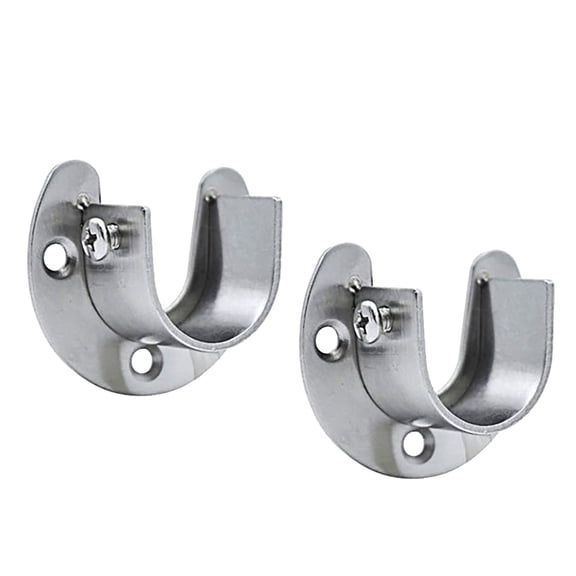 2pcs Stainless Steel Curtain Rod Flange Bracket 3 Hole Stable Fit Rod Diameter up to 32mm Towel Garment Rod Holder