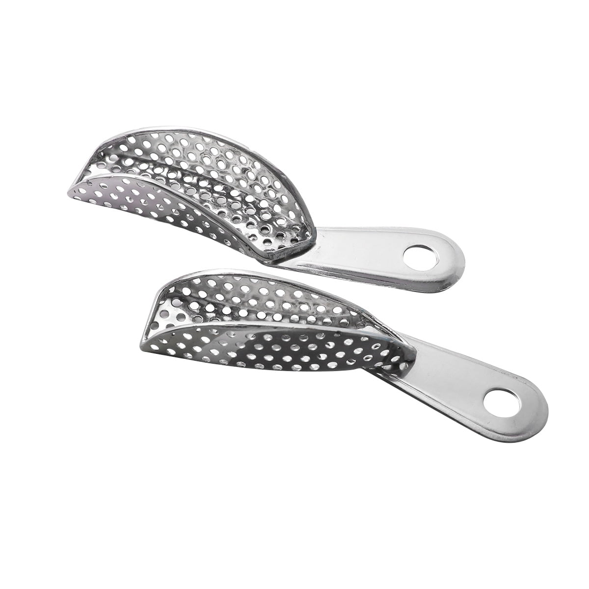 2pcs Stainless Steel Dental Trays Impression Trays Dental Materials Dual Arch Tray